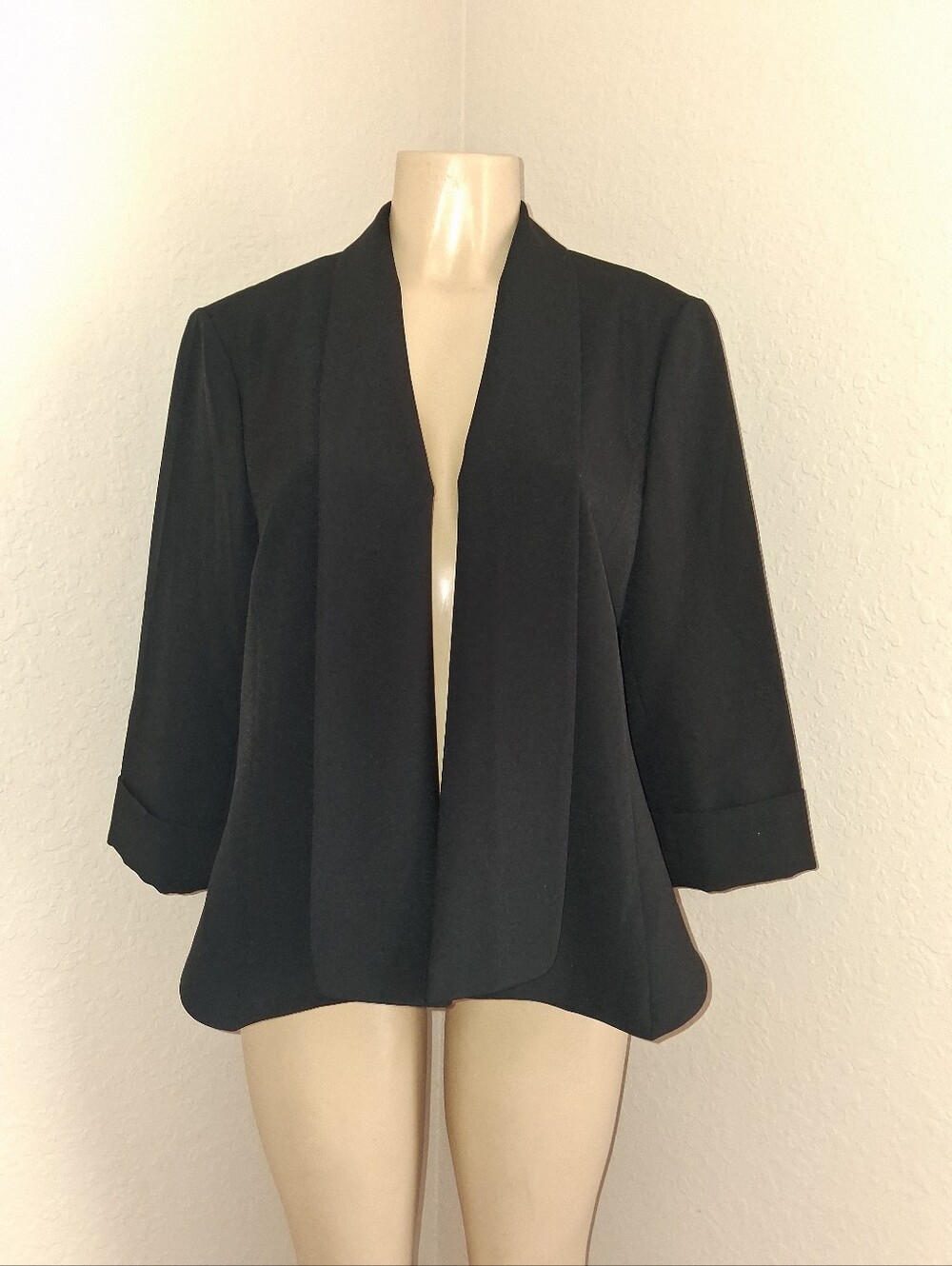 BLACK LABEL EVAN PICONE BLACK OPEN JACKET SZ 16
